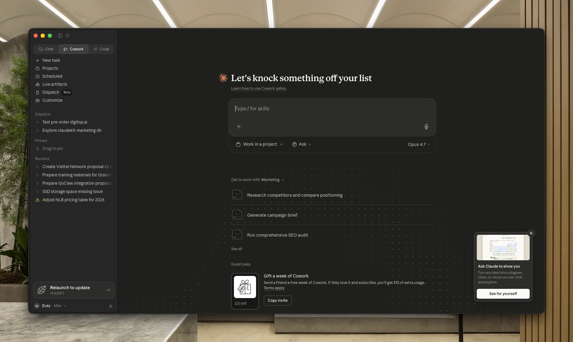 Claude Desktop — chế độ Cowork với Office
